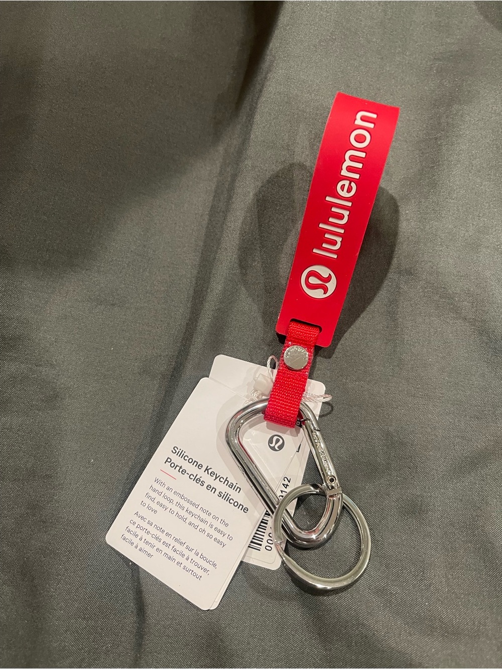 Lululemon Red Silicone Keychain Oxford red and silver